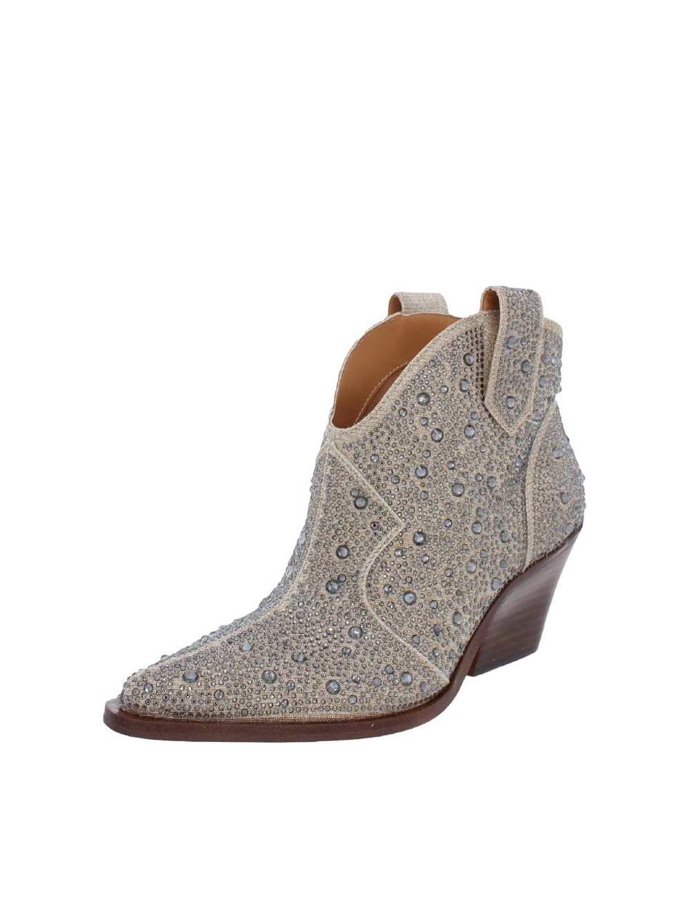 NEW🔥Embellished Beige Western Ankle Boot